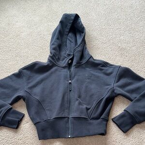 Firm abs hooded zip up cropped hoodie